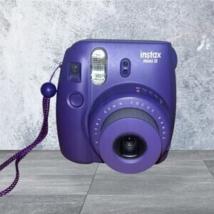 Fujifilm Instax Mini 8 Instant Film Camera Purple Strap Tested Working